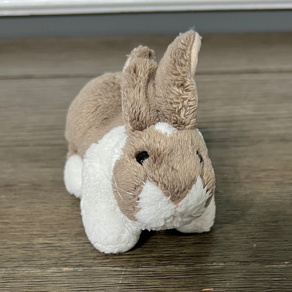 Folkmanis Puppets Tan White Bunny Rabbit Finger Puppet Plush Stuffed Animal Toy